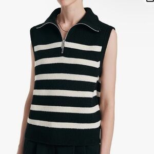 MANGO striped knit zip-up vest